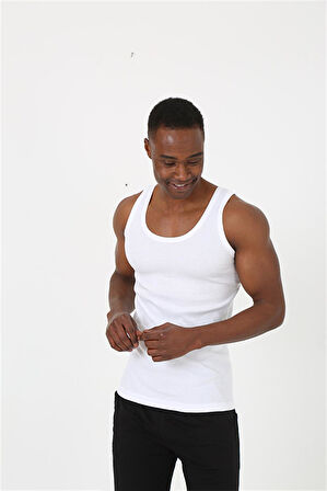 Akbeniz Erkek Beyaz Sporcu Ribana Atlet 6503