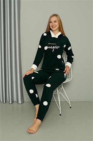 Akbeniz Welsoft Polar Kadın Kapşonlu Pijama Takımı 8512