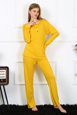 Akbeniz Kadın Penye Uzun Kol Patlı Pijama Takım 4167