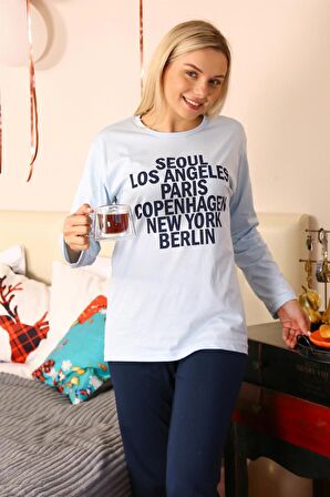 Akbeniz Kadın Uzun Kol Penye Pijama Takım 4174