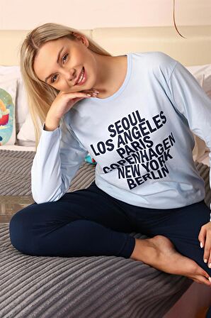 Akbeniz Kadın Uzun Kol Penye Pijama Takım 4174