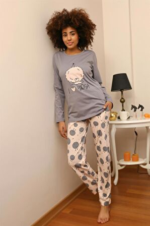 Akbeniz Kadın Penye Uzun Kol Pijama Takım 4186