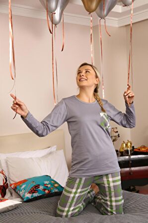 Akbeniz Kadın Uzun Kol Penye Pijama Takım 4199