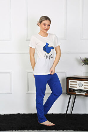 Akbeniz Kadın Pamuk Penye Sevgili Kombini Pijama Takımı Beyaz 50129 Tek Takım Fiyatıdır