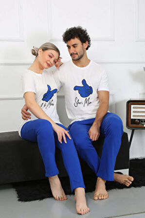 Akbeniz Kadın Pamuk Penye Sevgili Kombini Pijama Takımı Beyaz 50129 Tek Takım Fiyatıdır