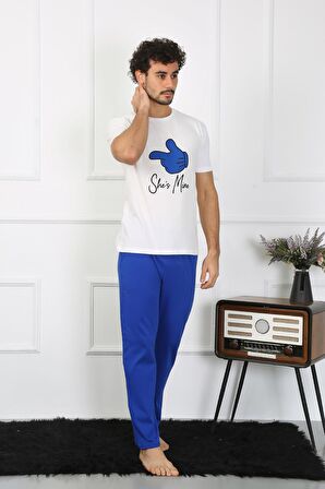 Akbeniz Erkek Pamuk Penye Sevgili Kombini Pijama Takımı Beyaz 50129 Tek Takım Fiyatıdır