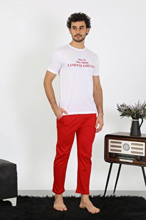 Akbeniz Erkek Kısa Kol Penye Beyaz Pijama Takımı 6846