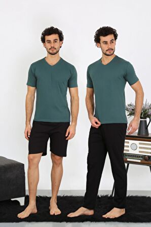 Akbeniz Erkek Penye Petrol Rengi 3'lü Pijama Takımı 6848