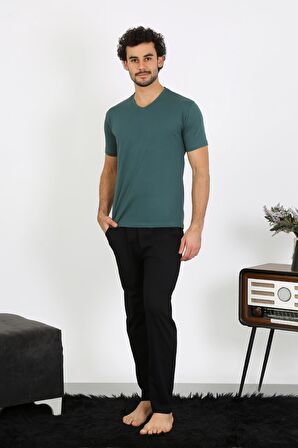 Akbeniz Erkek Penye Petrol Rengi 3'lü Pijama Takımı 6848