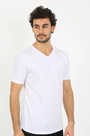Akbeniz Erkek V Yaka Beyaz Penye Atlet 6560