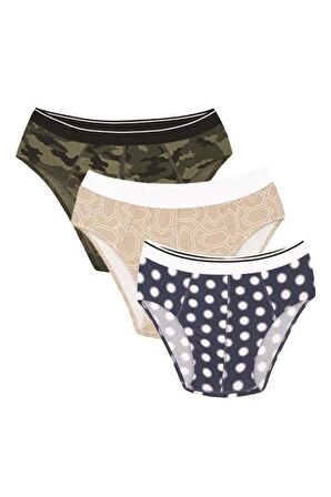 Akbeniz Erkek Pamuk 3lü Desenli Likralı Slip 40121