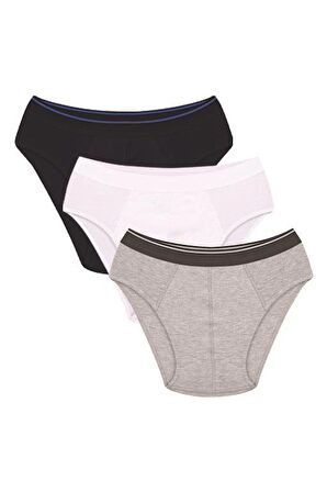 Akbeniz Erkek Pamuk 3lü Laci Beyaz Gri Likralı Slip 40126