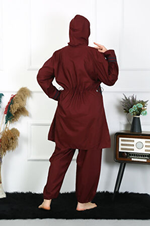 Akbeniz Büyük Beden Tesettür Mayo 7XL-8XL-9XL-10XL Bordo 55010