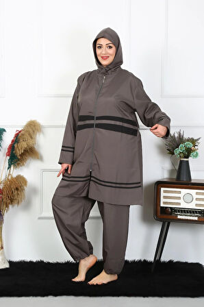 Akbeniz Büyük Beden Tesettür Mayo 7XL-8XL-9XL-10XL Füme 55010