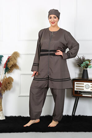 Akbeniz Büyük Beden Tesettür Mayo 7XL-8XL-9XL-10XL Füme 55010