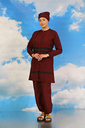 Akbeniz Kadın Tam Tesettür Mayo Bordo 31061