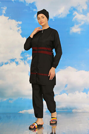 Akbeniz Kadın Tam Tesettür Mayo Siyah 31061