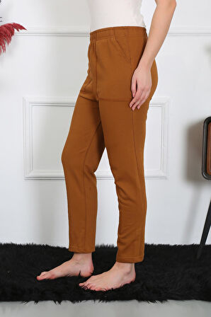 Akbeniz Kadın Pamuk Cepli 3 İplik Alt Eşofman Kahve 27510