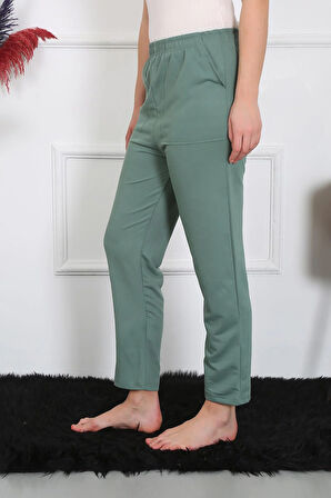 Akbeniz Kadın Pamuk Cepli 3 İplik Alt Eşofman Yeşil 27510