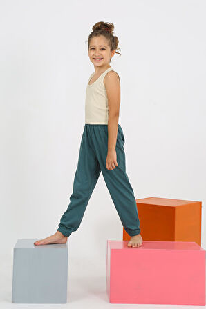 Akbeniz Kız Çocuk Sıfır Kol Ten Rengi Penye Pijama Takım 20433