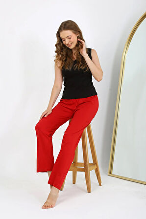 Akbeniz Kadın Penye Düz Tek Alt Pijama 27538 Kırmızı