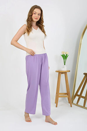 Akbeniz Kadın Penye Düz Tek Alt Pijama 27538 Lila