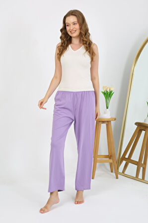 Akbeniz Kadın Penye Düz Tek Alt Pijama 27538 Lila