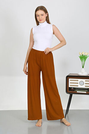 Akbeniz Kadın Bürümcük Kumaş Hafif-Esnek Pantolon 210074 Kahve