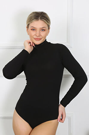 Akbeniz Bayan Uzun Kol  Boğazlı Çıtçıtlı Body 260