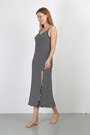 Akbeniz İp Askılı Uzun Yırtmaçlı Penye Gecelik 90127 