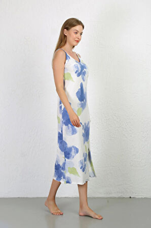 Akbeniz İp Askılı Uzun Yırtmaçlı Penye Gecelik 90128