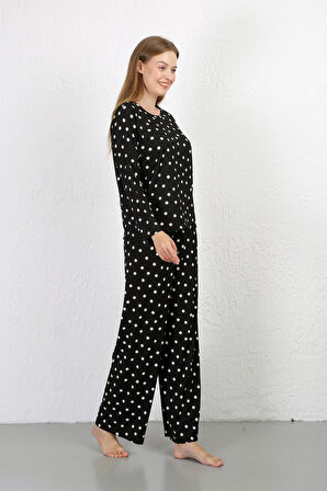 Akbeniz Kadın Bürümcük Kumaş Pijama Takım Siyah 4234