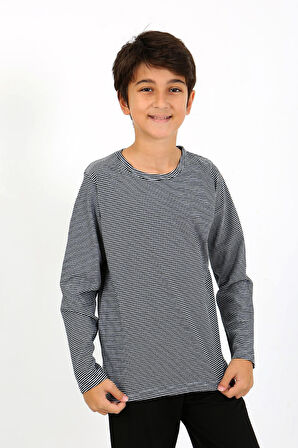 Akbeniz Erkek Çocuk Uzun Kol Penye Pijama Takım 20438 Gri