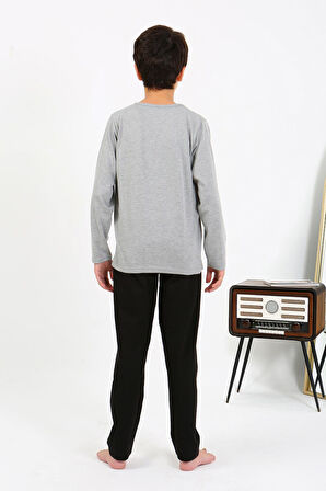Akbeniz Erkek Çocuk Uzun Kol Penye Pijama Takım 20437 Gri
