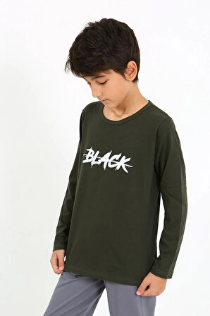 Akbeniz Erkek Çocuk Uzun Kol Penye Pijama Takım 20437 Haki