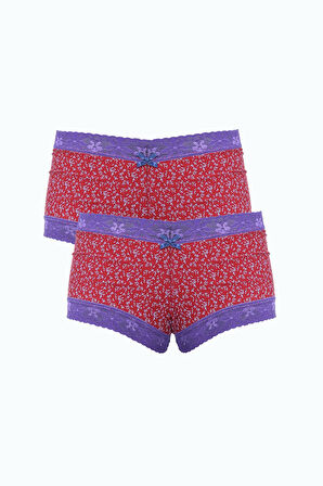 Akbeniz Kadın Pamuklu 2li Boxer Bordo 40280