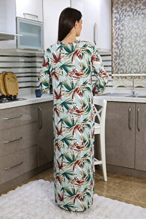 Akbeniz Kadın Uzun Kol Penye Gecelik Ev Elbisesi Yeşil 25500