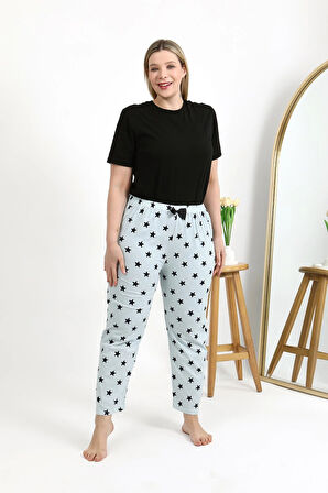 Akbeniz Kadın Pamuklu Büyük Beden Alt Pijama 27557 Buz Mavisi