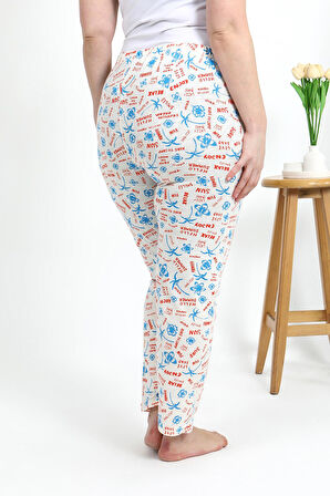 Akbeniz Kadın Pamuklu Büyük Beden Alt Pijama 27558 Ekru