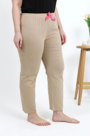 Akbeniz Kadın Pamuklu Büyük Beden Alt Pijama 27559 Bej