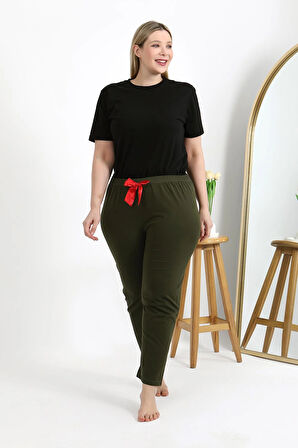 Akbeniz Kadın Pamuklu Büyük Beden Alt Pijama 27559 Haki