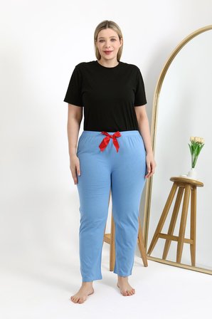 Akbeniz Kadın Pamuklu Büyük Beden Alt Pijama 27559 Mavi