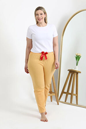 Akbeniz Kadın Pamuklu Büyük Beden Alt Pijama 27559 Sarı