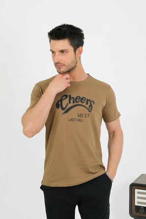 Akbeniz Erkek Pamuk Kısa Kol Pijama Takım Vizon 6875