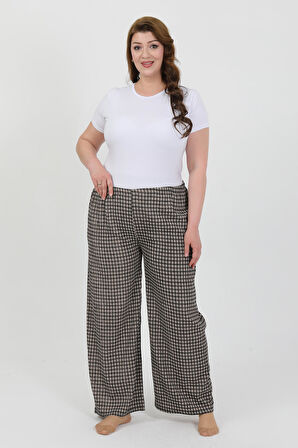 Akbeniz Kadın Büyük Beden Bürümcük Pantolon 210076 Kahve