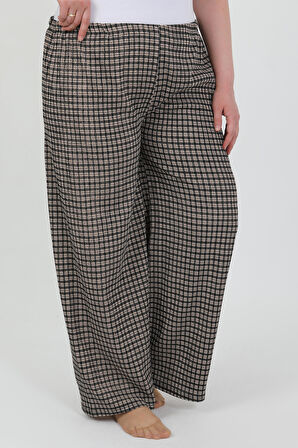 Akbeniz Kadın Büyük Beden Bürümcük Pantolon 210076 Kahve