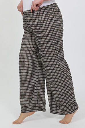 Akbeniz Kadın Büyük Beden Bürümcük Pantolon 210076 Kahve