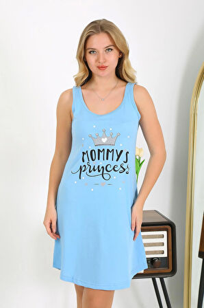 Akbeniz Kadın Kalın Askılı Penye Gecelik Mavi 1777