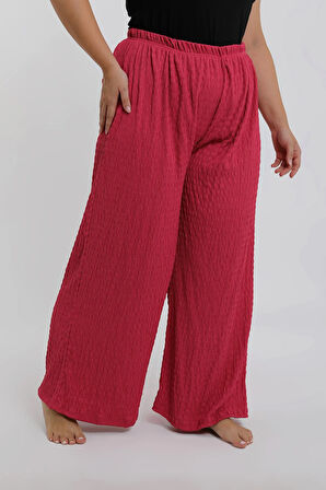 Akbeniz Kadın Büyük Beden Mercan Rengi Rahat Kesim Baggy Tek Alt