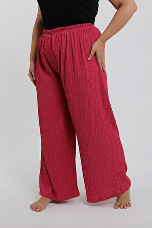 Akbeniz Kadın Büyük Beden Mercan Rengi Rahat Kesim Baggy Tek Alt